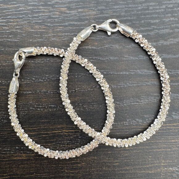 MILOR Sterling Silver Diamond Cut Margarita Chain 15" Necklace & 7" Bracelets - Picture 16 of 16